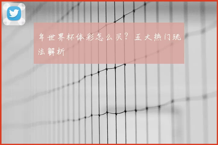 年世界杯体彩怎么买？五大热门玩法解析